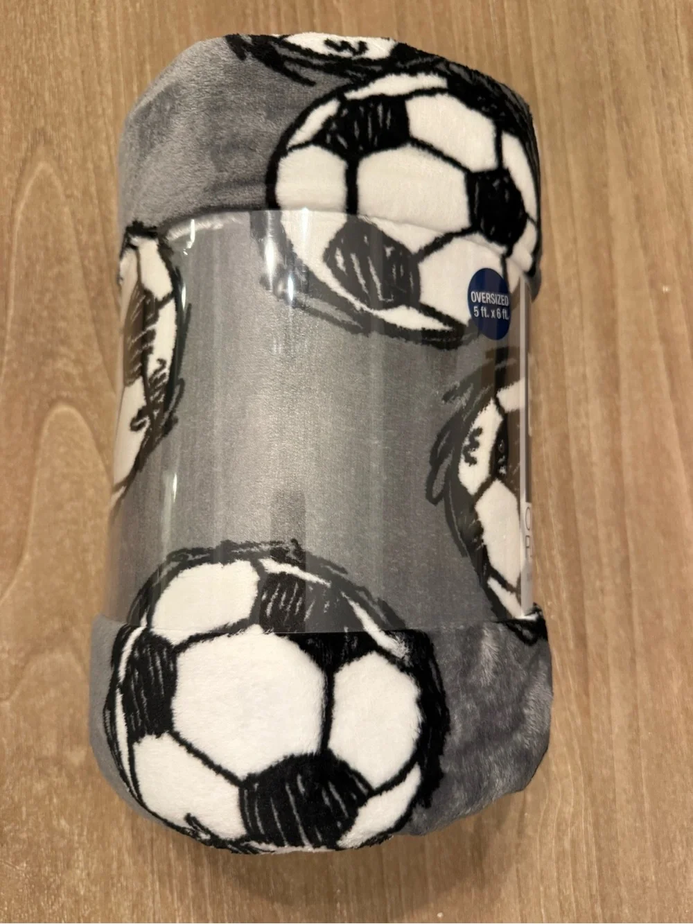The Big One Oversized Soccer Supersoft Plush Throw Blanket Grey
